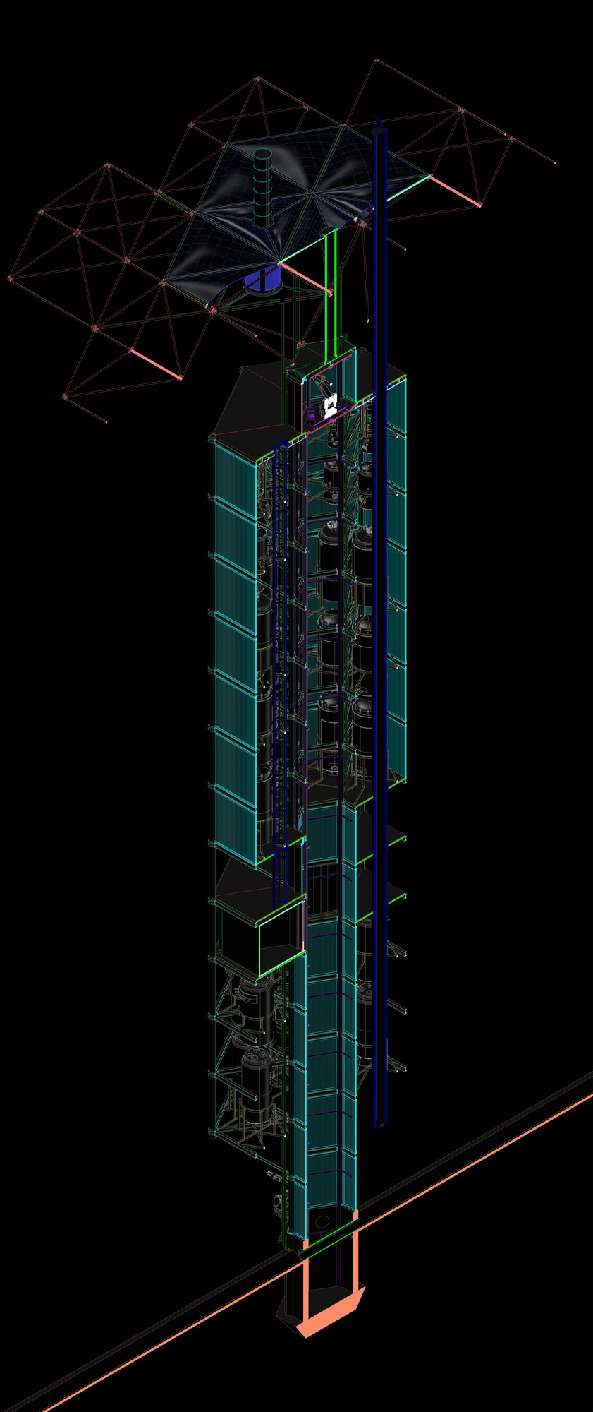 Figure 35. Axonometric section of the Production Unit